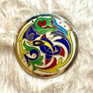 Vintage Tara Ware Ltd. Sterling Enamel Celtic Guilloche Brooch